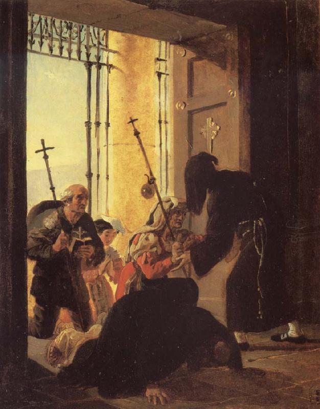 Karl Briullov Pilgrims in the Doorway of a Church Sweden oil painting art